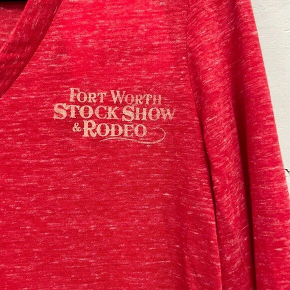 Fort Worth Stock Show Rodeo V-Neck Long Sleeve T-shirt, Size M NWT - Picture 2 of 7